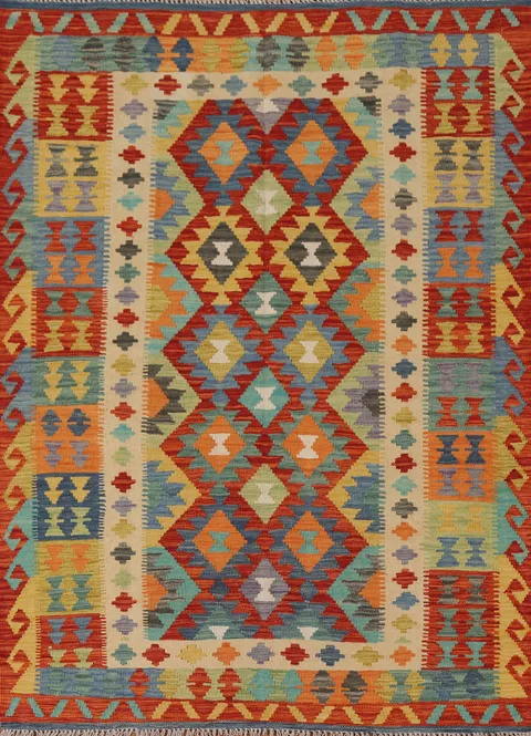 Geometric Kilim Oriental Area Rug 5x6