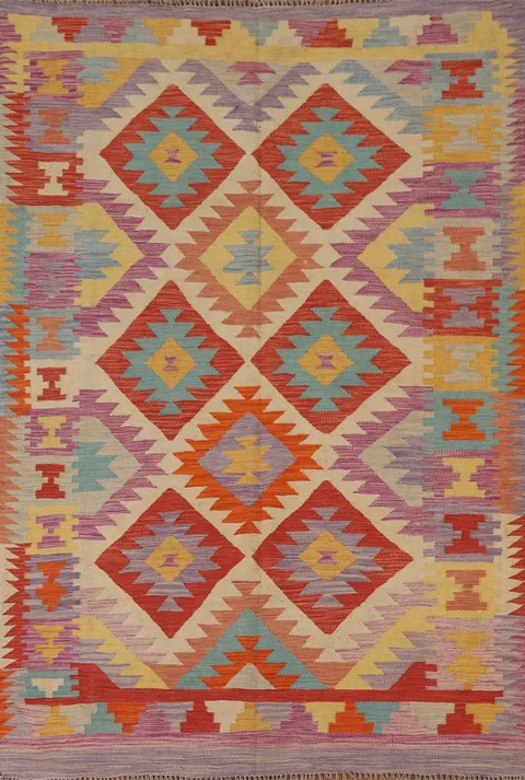 Kilim Reversible Wool Area Rug 5x7