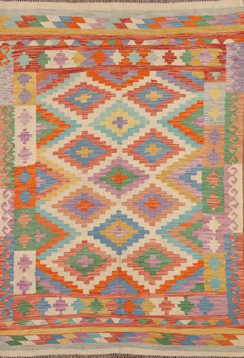 Reversible Wool Kilim Area Rug 5x7