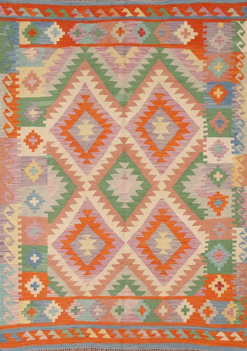 Reversible Wool Kilim Oriental Area Rug 5x7