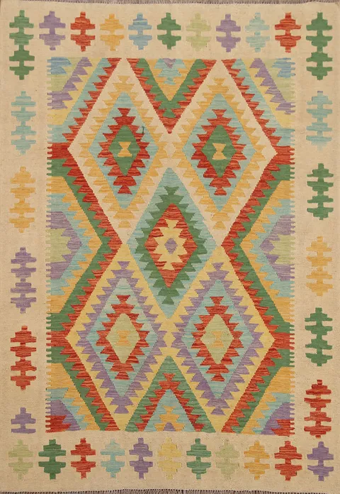 Reversible Wool Kilim Oriental Area Rug 5x7