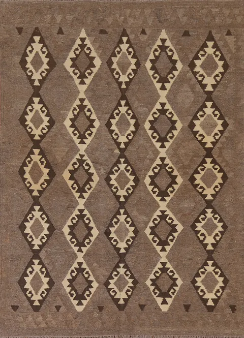 Geometric Kilim Brown Area Rug 5x6