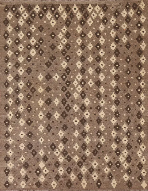Brown Wool Kilim Oriental Area Rug 5x6