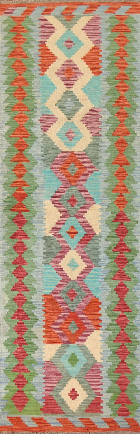 Geometric Kilim Oriental Runner Rug 3x10