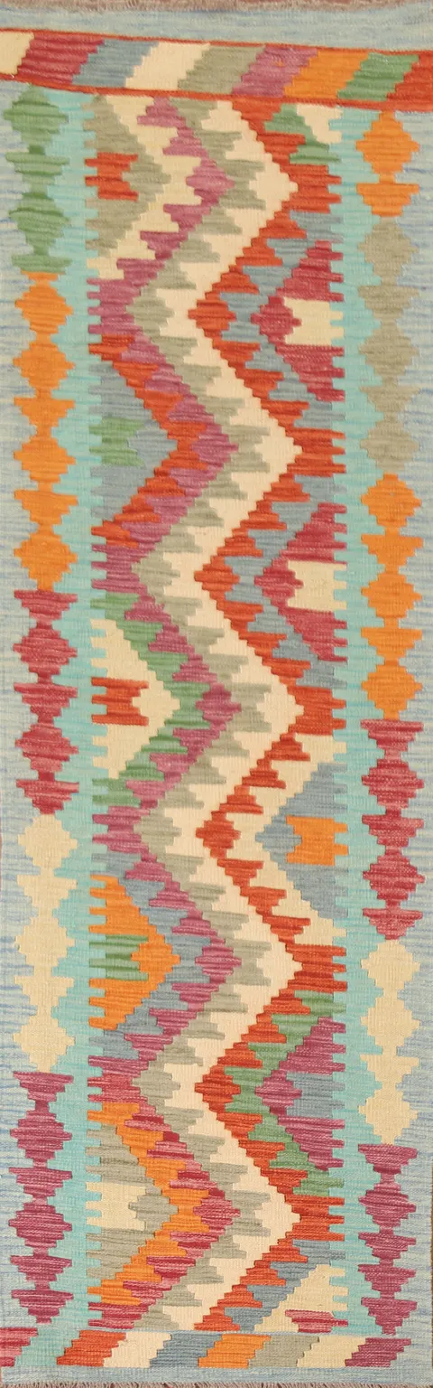 Colorful Kilim Oriental Runner Rug 3x10