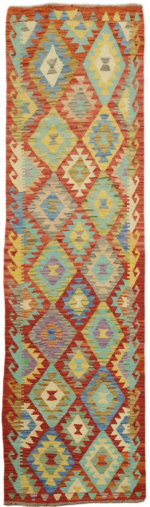 Reversible Wool Kilim Oriental Runner Rug 3x9