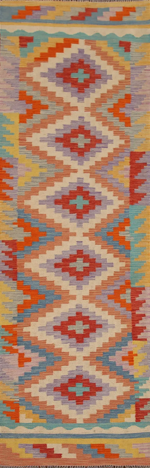 Geometric Kilim Oriental Runner Rug 3x10