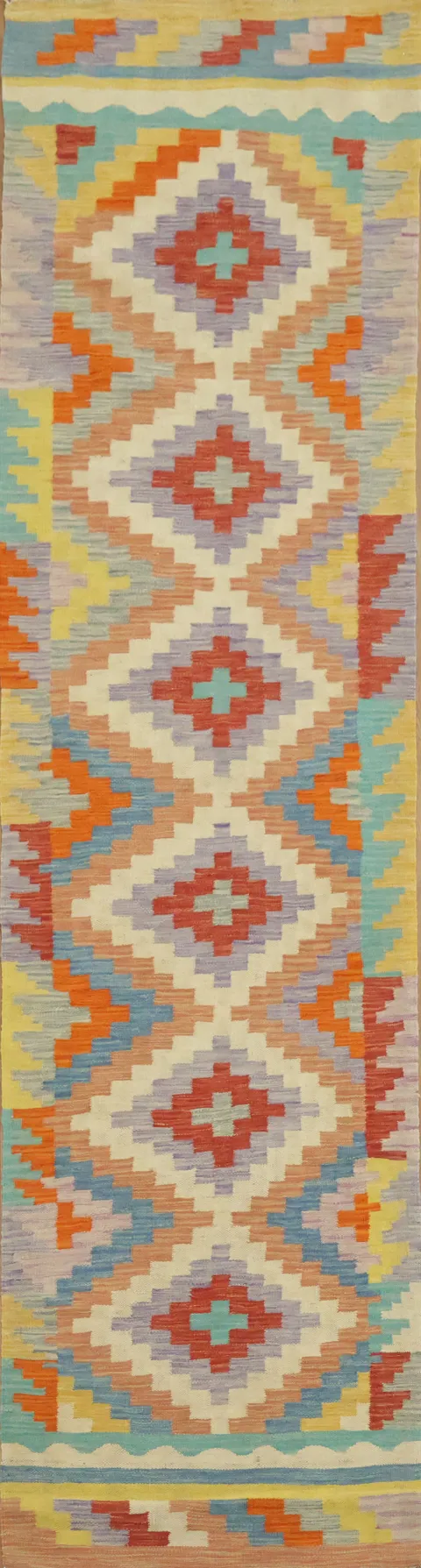 Geometric Kilim Oriental Runner Rug 3x10