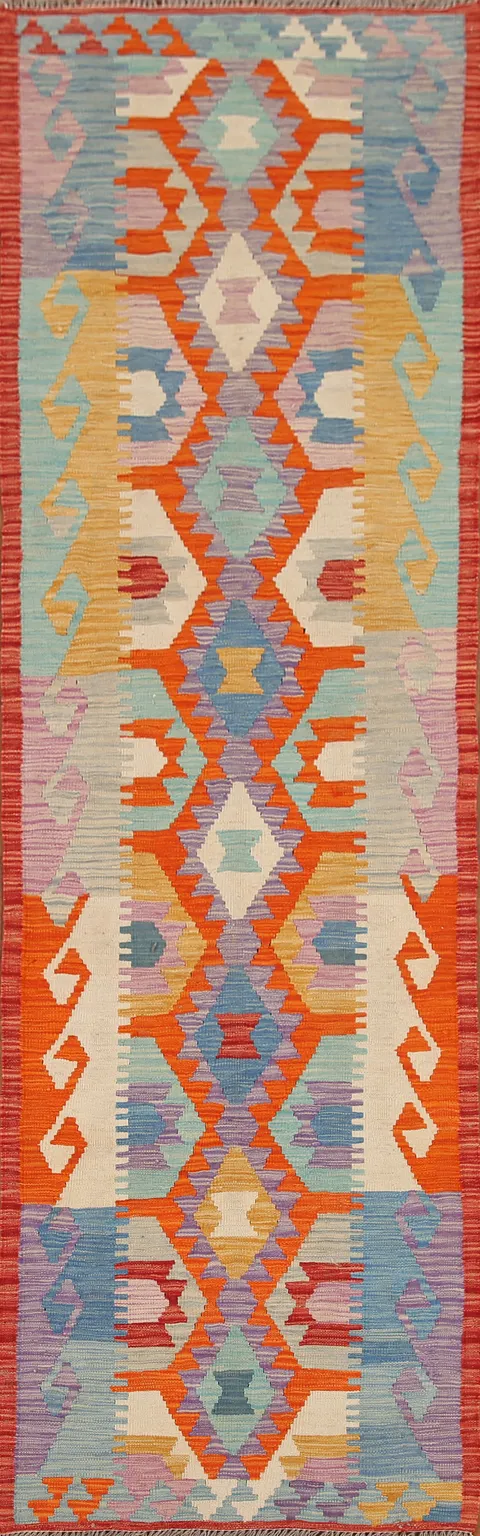 Reversible Wool Kilim Runner Rug 3x10
