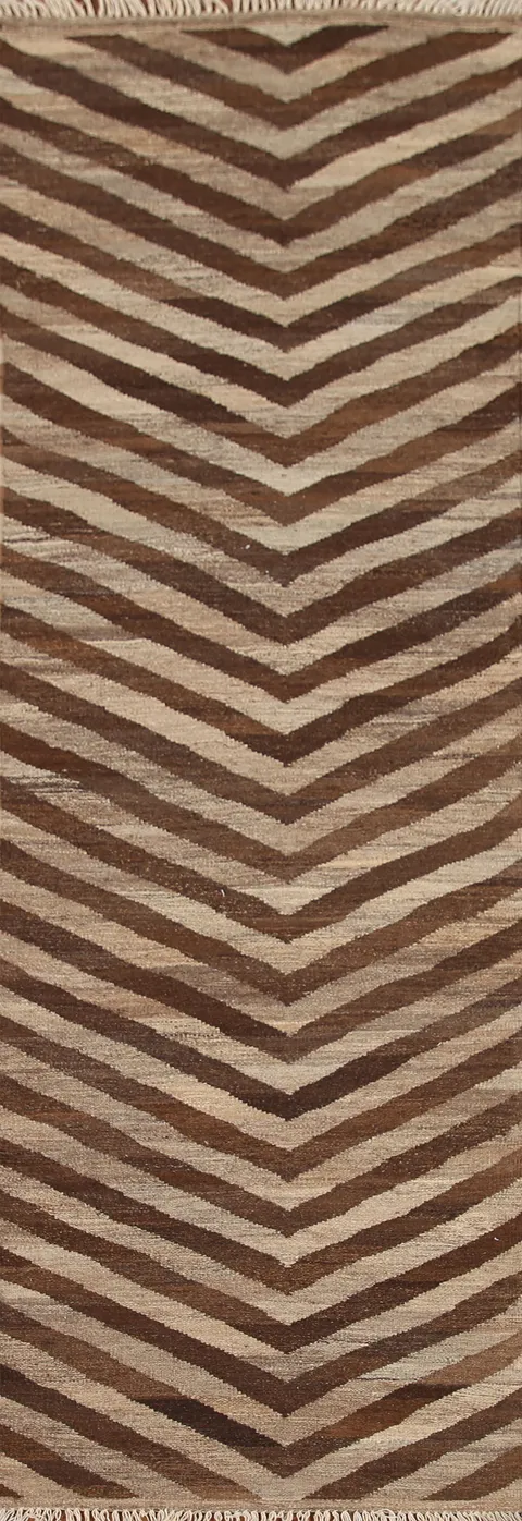 Geometric Kilim Chevron Style Runner Rug 3x10