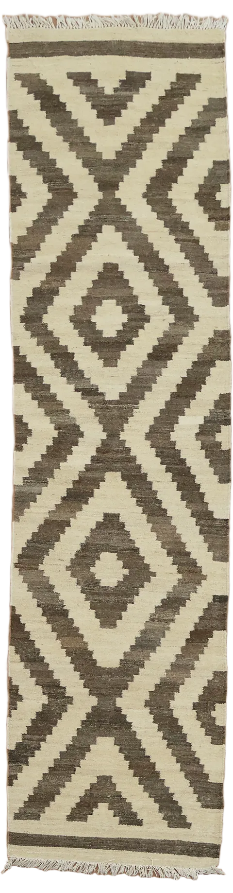 Black and White Geometric Runner Rug for Contemporary Spaces 3x10