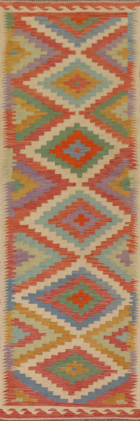 Geometric Kilim Oriental Runner Rug 3x10