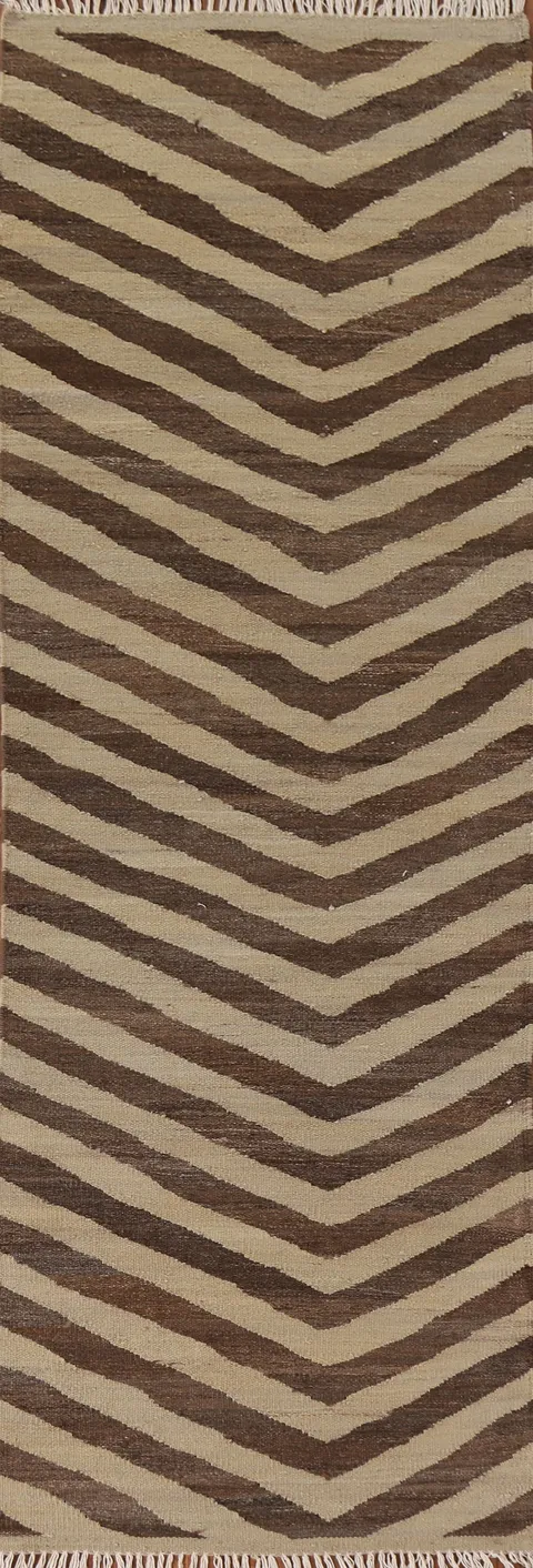 Chevron Style Kilim Oriental Runner Rug 3x10