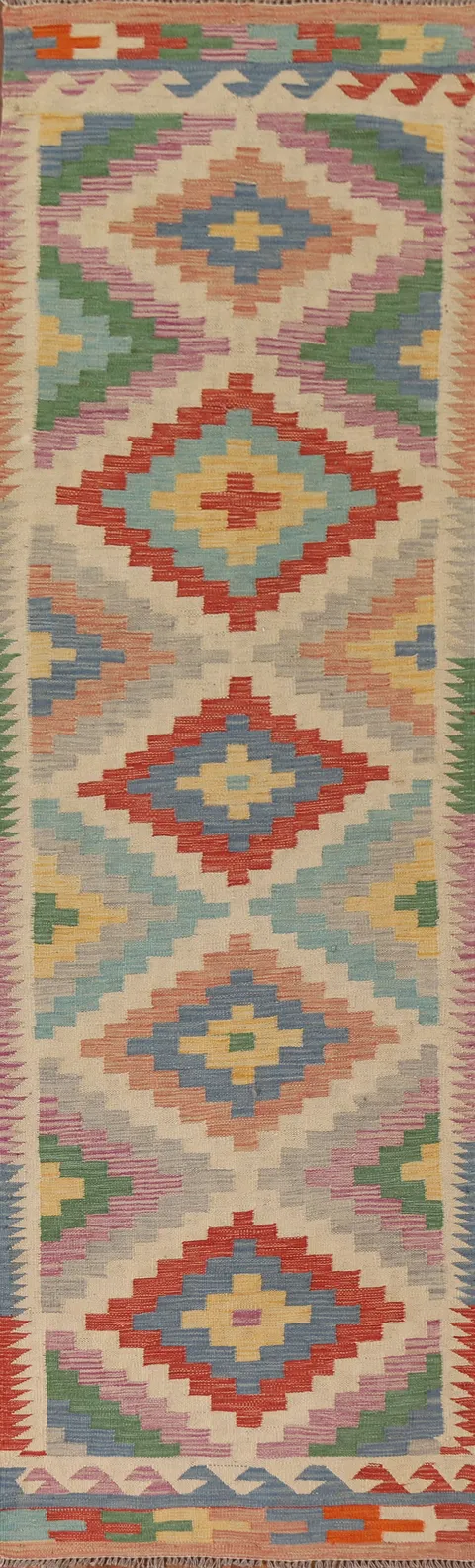 Colorful Kilim Oriental Runner Rug 3x10