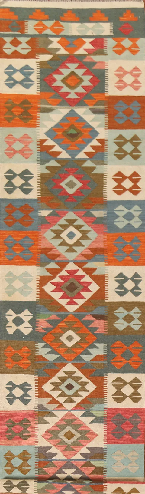 Reversible Wool Kilim Oriental Runner Rug 3x16
