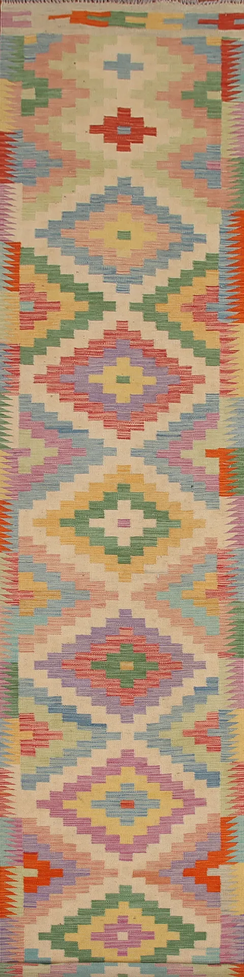 Reversible Wool Kilim Runner Rug 3x16