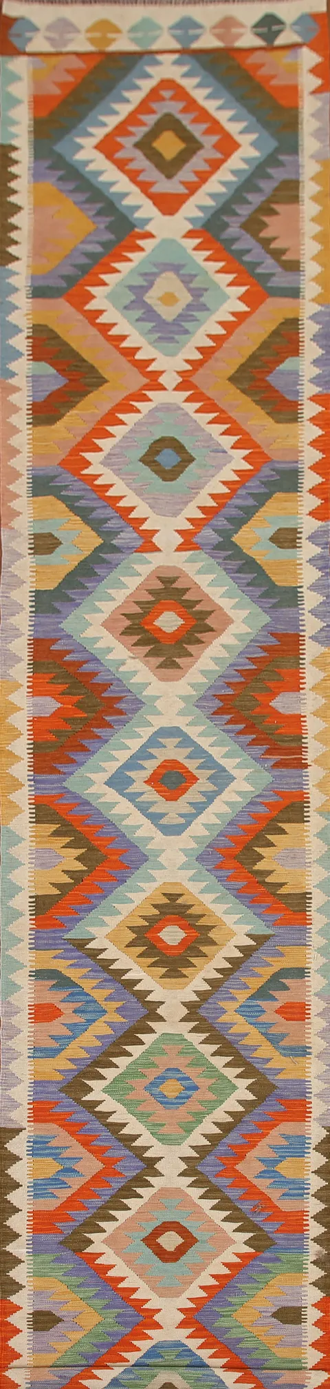 Reversible Wool Kilim Runner Rug 3x16