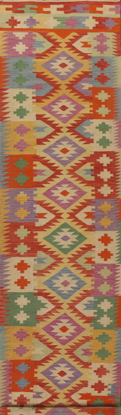 Geometric Kilim Oriental Runner Rug 3x16