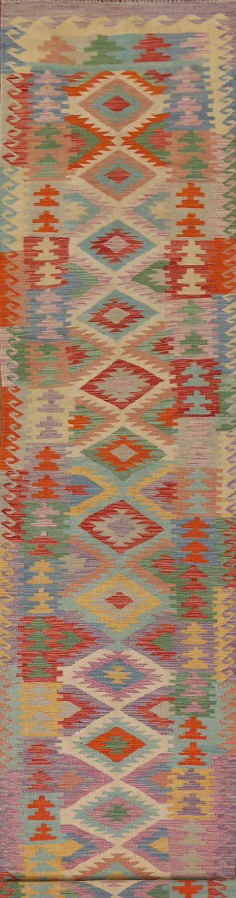 Reversible Wool Kilim Runner Rug 2x15