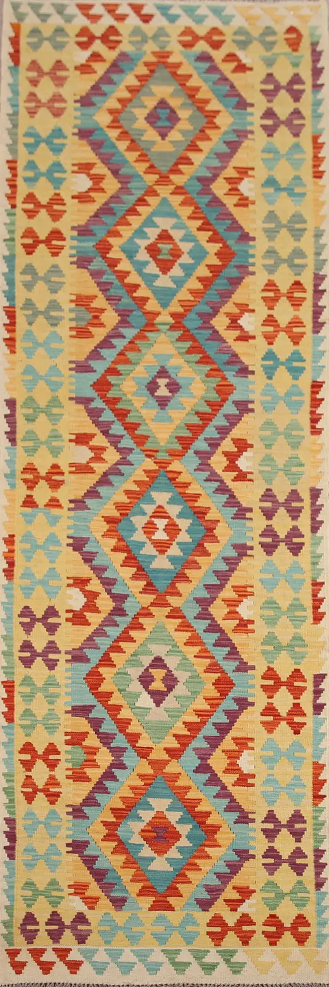 Colorful Kilim Oriental Runner Rug 3x10