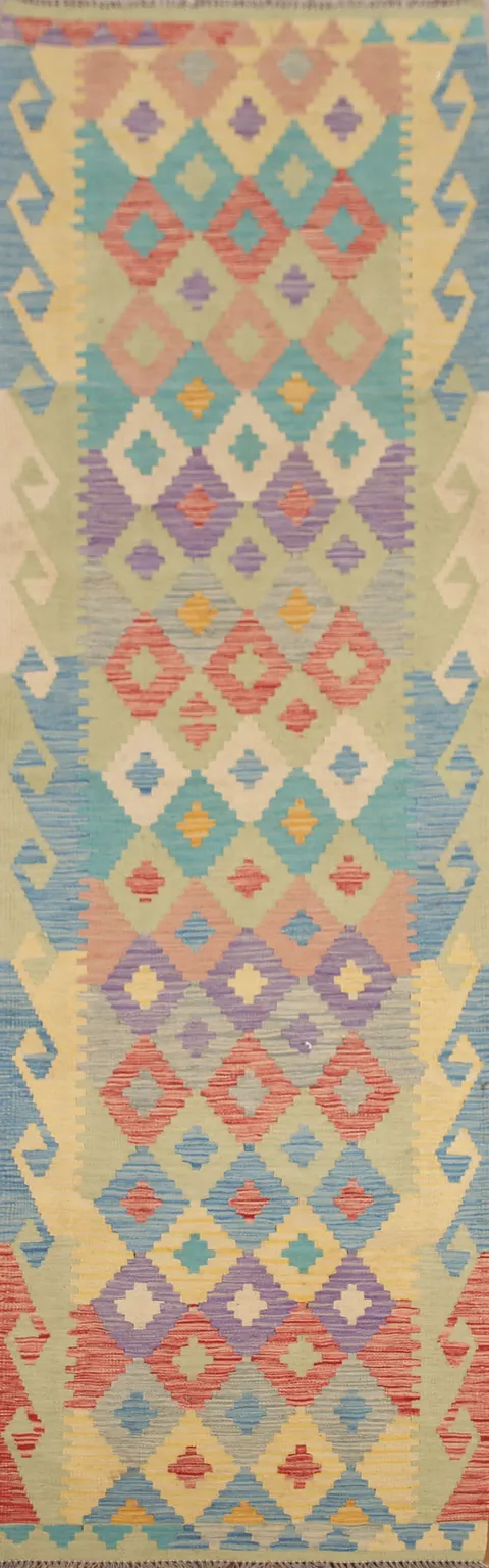 All-Over Wool Kilim Runner Rug 3x10