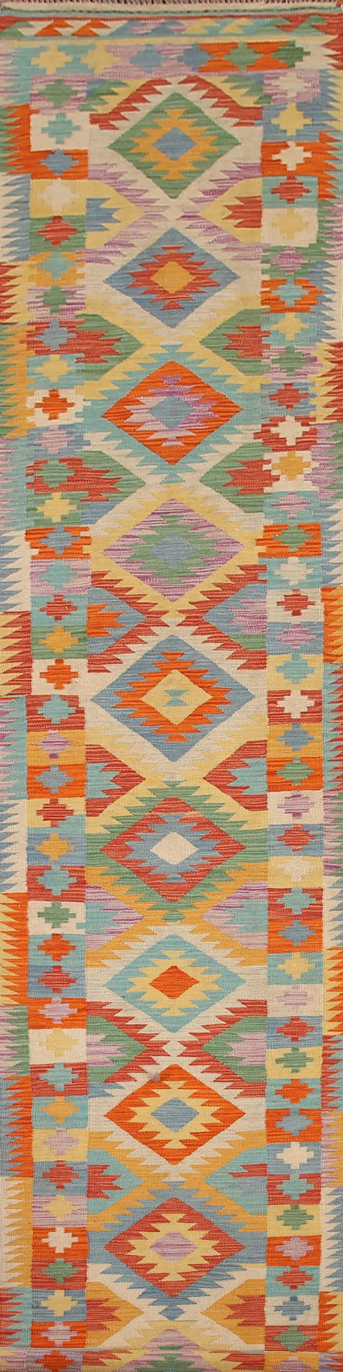 Reversible Wool Kilim Runner Rug 3x16