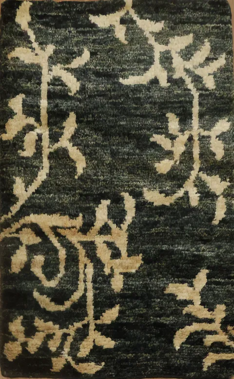 Abstract Black Oriental Area Rug 3x5