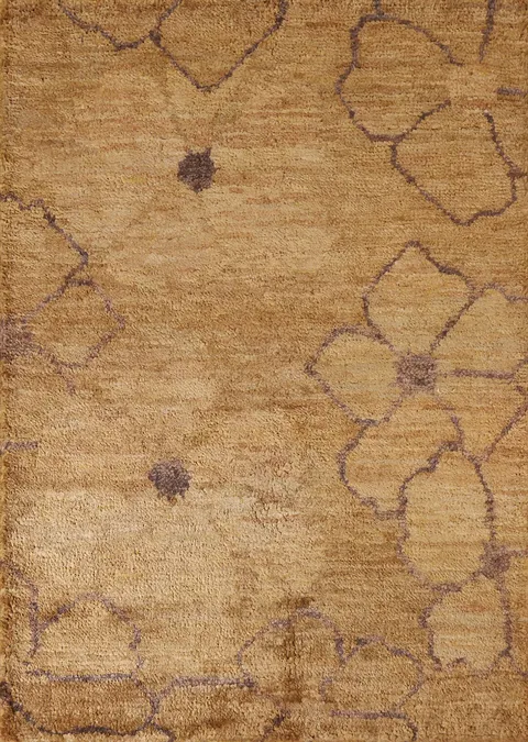 Floral Gold Abstract Area Rug 5x7