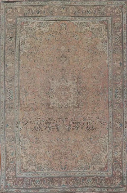 Vintage Floral Tabriz Persian Area Rug 6x9