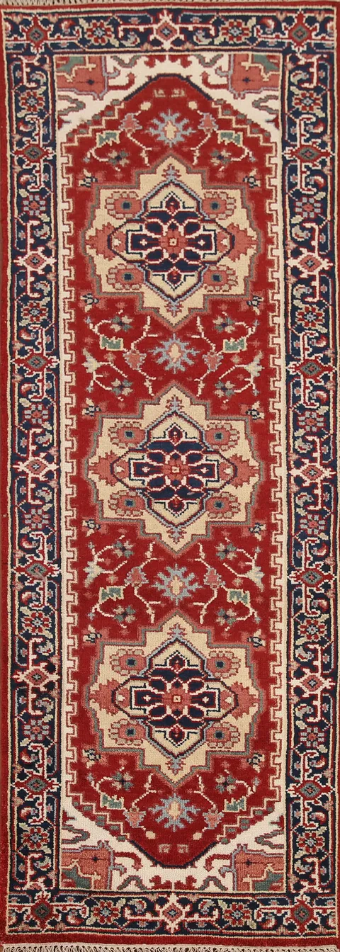 Geometric Heriz Serapi Runner Rug 3x8