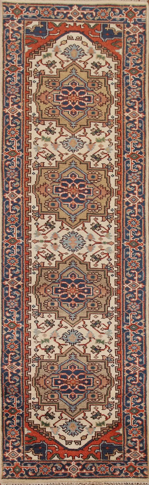 Ivory Heriz Serapi Wool Runner Rug 3x10