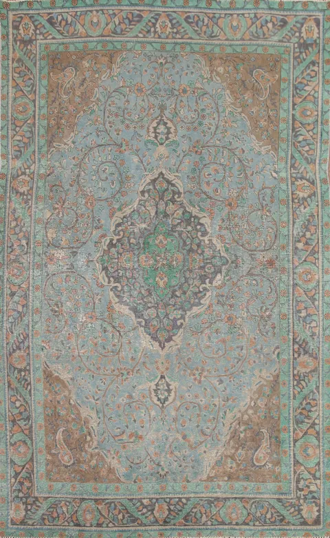 Light Blue Tabriz Persian Area Rug 6x9