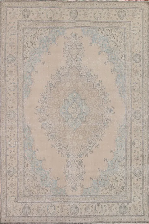 Distressed Wool Tabriz Persian Area Rug 9x13