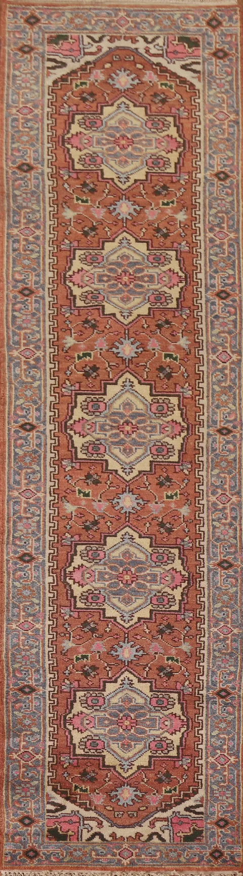 Geometric Heriz Serapi Oriental Runner Rug 3x12