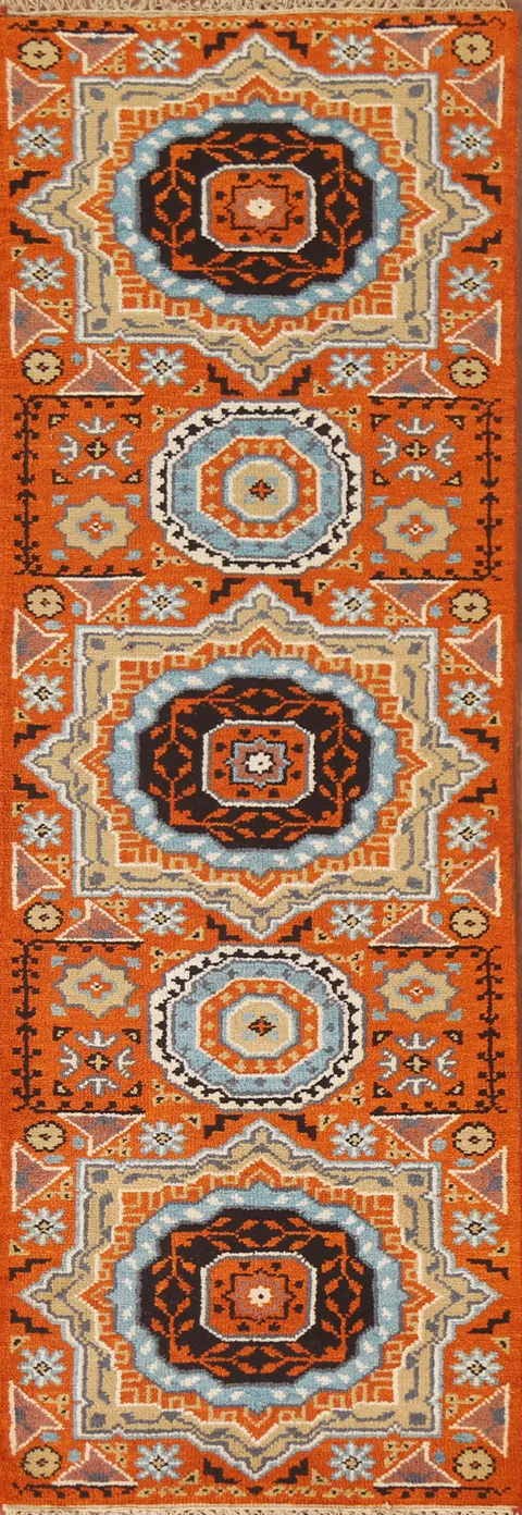 Orange Heriz Serapi Wool Runner Rug 2x8
