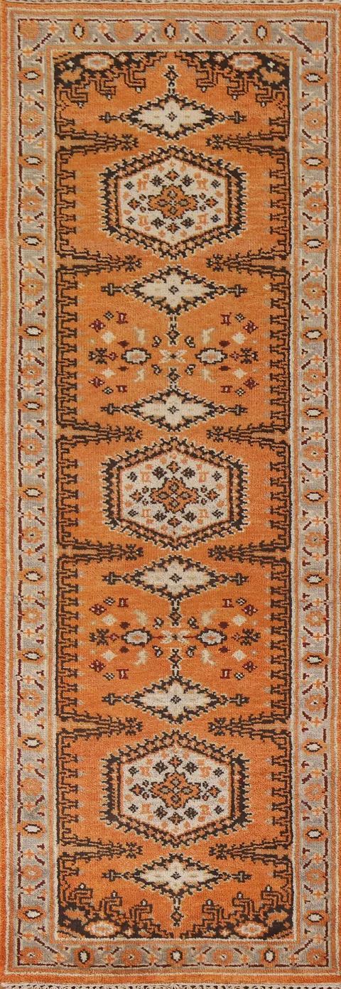 Orange Heriz Serapi Oriental Runner Rug 3x8