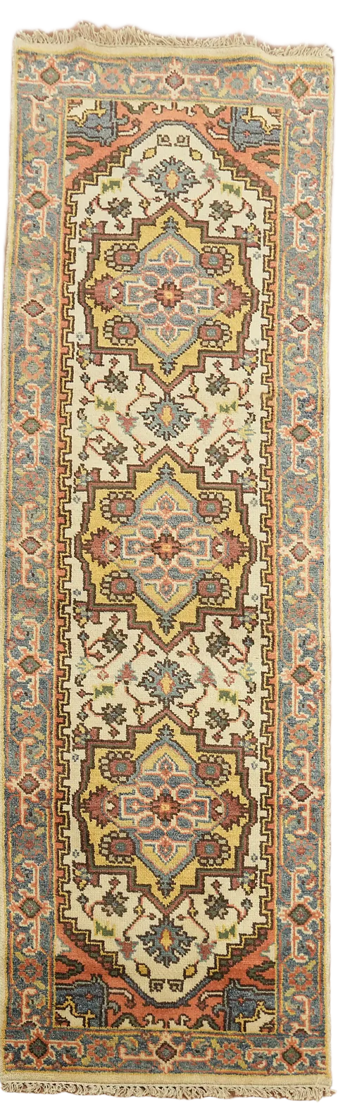 Ivory Heriz Serapi Geometric Runner Rug 2x8