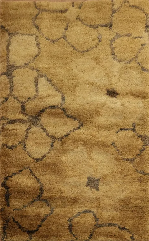 Gold Floral Oriental Area Rug 3x5