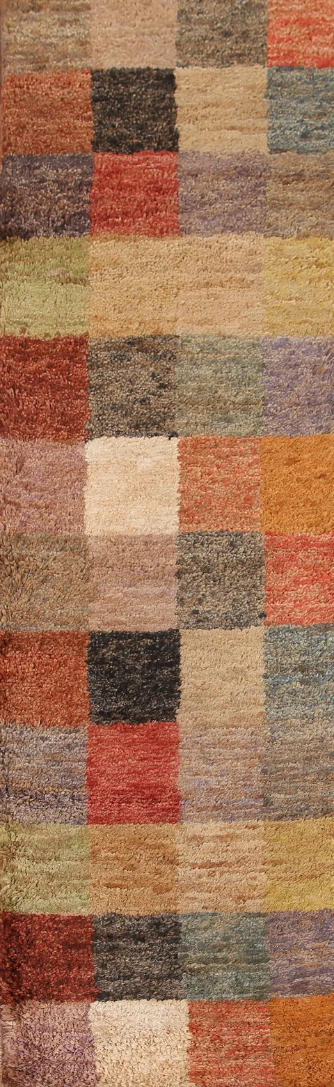 Checkered Contemporary Runner Rug 3x9