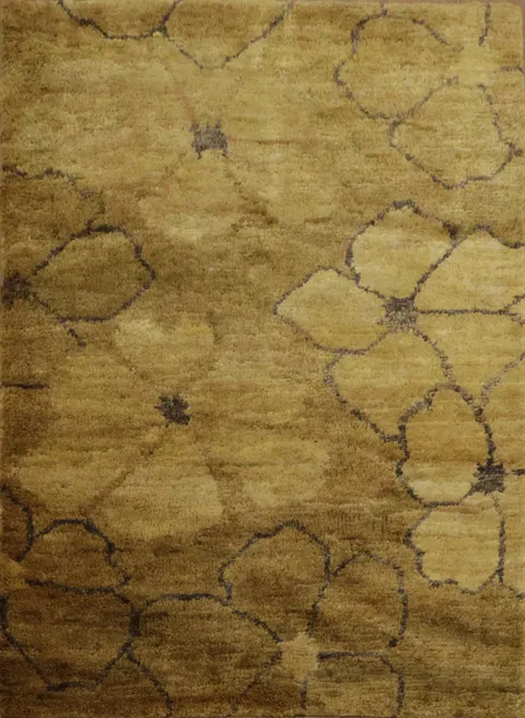 Floral Contemporary Gold Area Rug 5x7