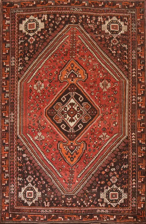 Tribal Red Qashqai Persian Area Rug 7x9
