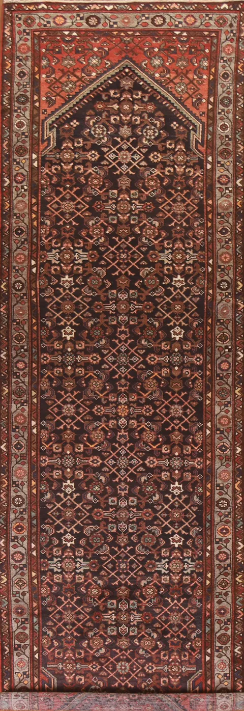 Vintage Wool Hamedan Persian Runner Rug 3x13