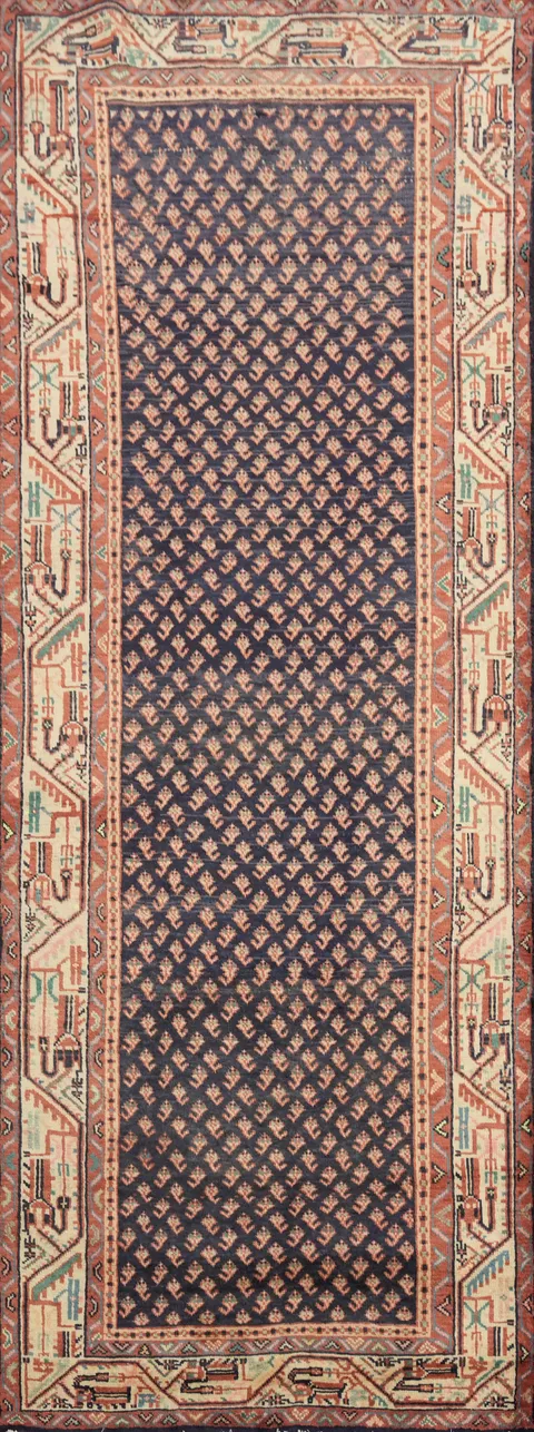 Navy Blue Botemir Persian Runner Rug 4x10