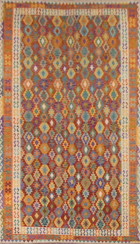 Geometric Kilim Wool Large Rug 10x16