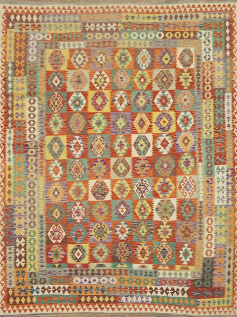 Reversible Wool Kilim Area Rug 10x13