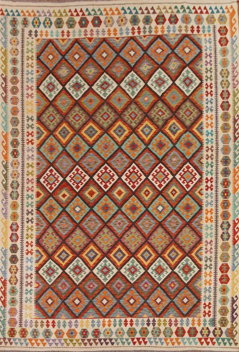 Reversible Wool Kilim Area Rug 10x13