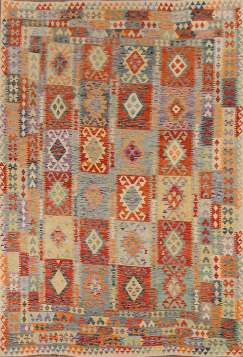 Hand-Woven Wool Kilim Area Rug 10x13