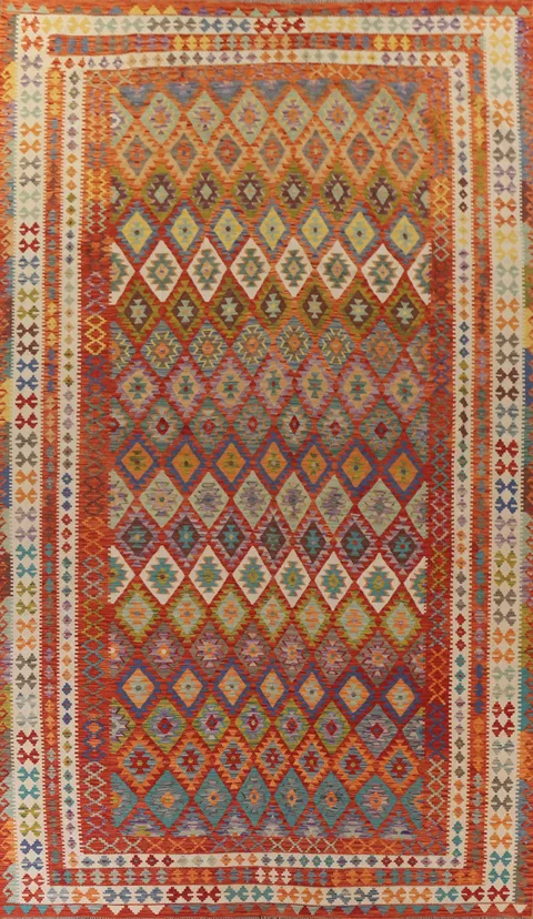 Geometric Kilim Wool Large Rug 10x16