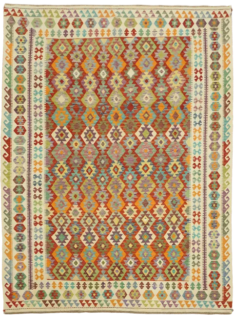 Multicolor Kilim Wool Area Rug 8x11