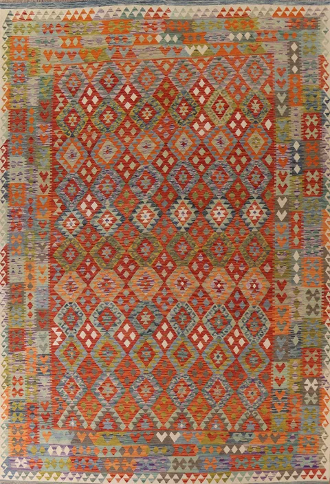 Reversible Wool Kilim Area Rug 10x13